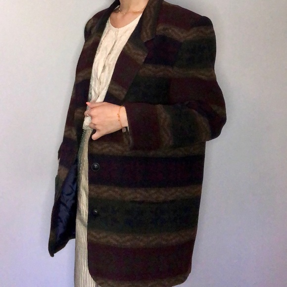 Vintage TRIBAL Sportswear Clover Pattern Wool Blend Blazer - Picture 3 of 9